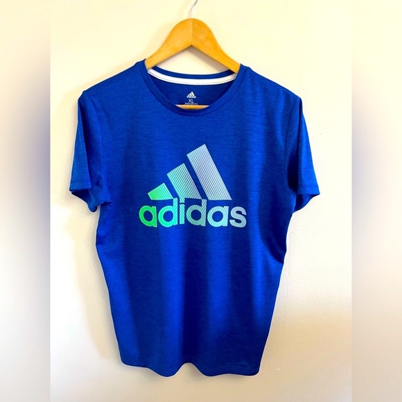 Adidas Blue Short Sleeve Tees Athletic Performance - Picture 6 of 6